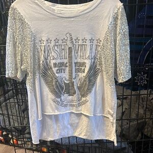 Silver Sequin Nashville Graphic Tee